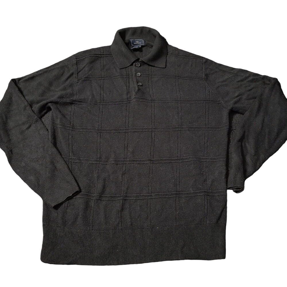 Dockers Mens Sweater Black Size Small Acrylic Pull Over Long Sleeve Collar
